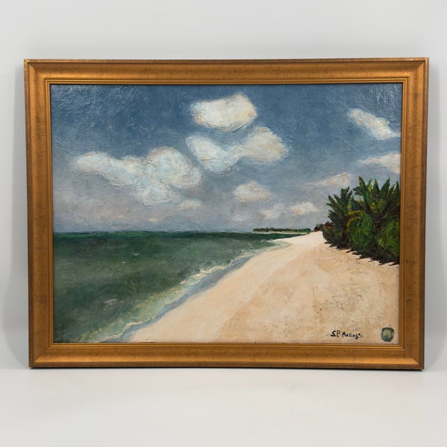 Original Coastal Beach Oil and Wax Painting on Canvas For Sale - Image 11 of 11