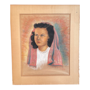 Artist C. Zchrung Mid Century Modern, Dated 4/1945, Pastel, Framed, Signed, Jewish Immigrant