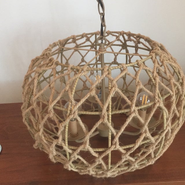 Beige Macrame Rope Chandelier For Sale - Image 8 of 8