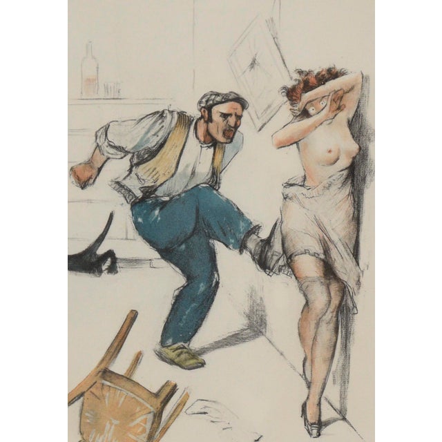 Satirical French Illustration of Man and Woman by Gaston Hoffmann For Sale - Image 4 of 6
