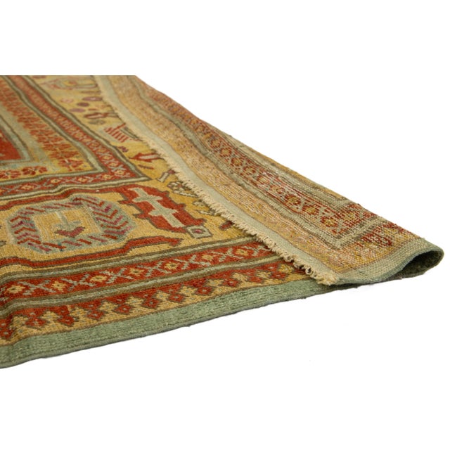 1880s Turkish Oushak Antique Wool Rug in Blue Featuring a Medallion Design For Sale - Image 4 of 10