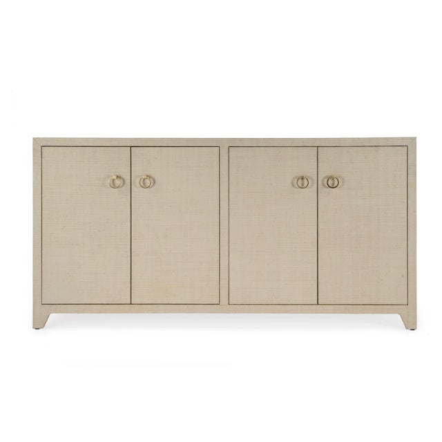 Wood Bar Harbor Raffia 4 Door 70" Sideboard, Natural For Sale - Image 7 of 7
