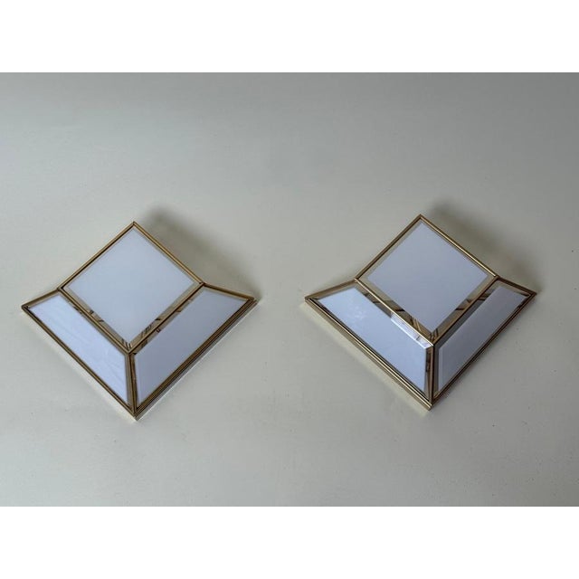 Italian Art Deco Revival Golden Cut Glass Scones, 1980s, Set of 2 For Sale - Image 9 of 11