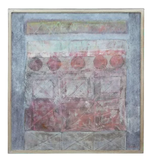 Robert B. Eaton "Pylon In Gray" Red, Blue, and Gray Abstract 2005