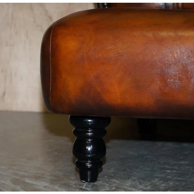 Hand Dyed Brown Leather Chesterfield Sofa For Sale - Image 10 of 15