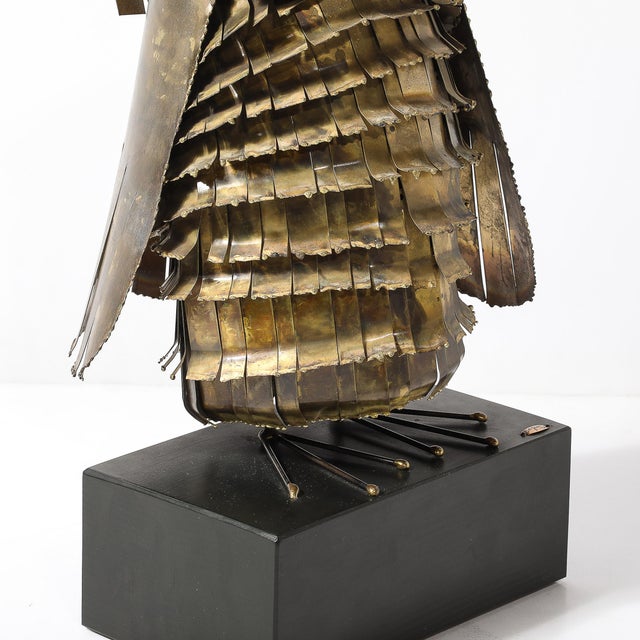 Mid-Century Antiqued Brass & Glass Owl Sculpture Signed Curtis Jere For Sale - Image 9 of 12