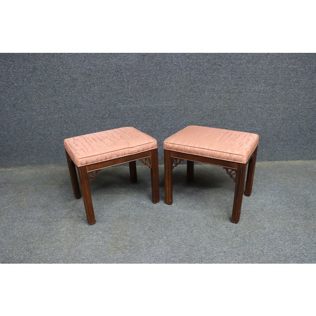 Ethan Allen Chinoiserie Footstools – Pair For Sale - Image 9 of 11