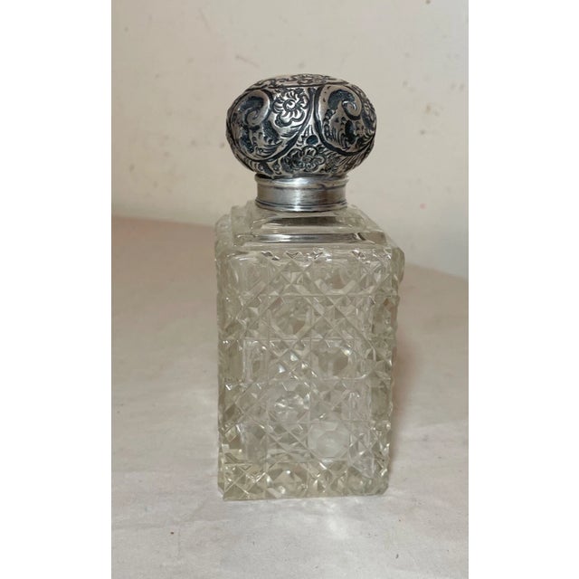 Glass Antique 1800's Ornate Sterling Silver Cut Crystal Scent Cologne Perfume Bottle For Sale - Image 7 of 14