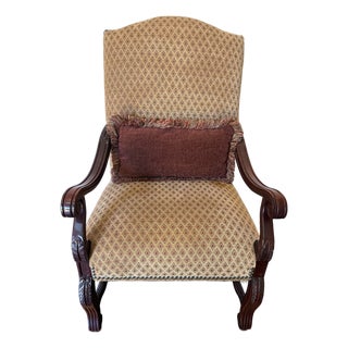 Thomasville Grand Bergère Style Renaissance Revival Carved Mahogany Library Armchair – Model N-1713-Bp For Sale