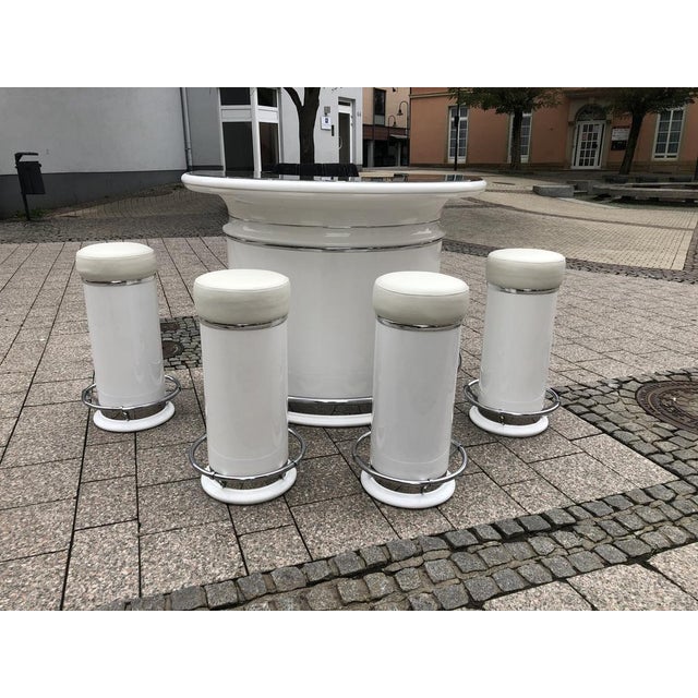 Art Deco Semicircular Bar & Stools, France, 1950s, Set of 5 For Sale - Image 12 of 18