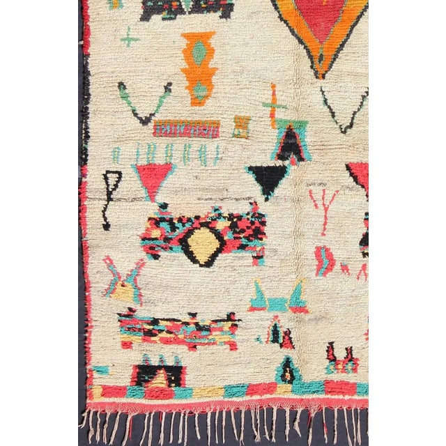 Tribal Vintage Moroccan Azilal Rug With Tribal Design in Bright Colors For Sale - Image 3 of 5