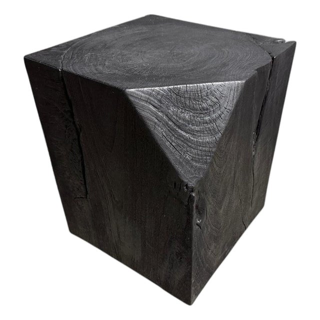 Andrianna Shamaris Minimalist Charred Side Table For Sale
