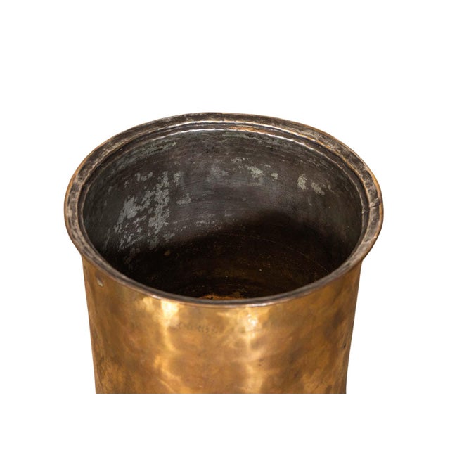 Rustic European Vintage Brass Work Pot For Sale - Image 3 of 5