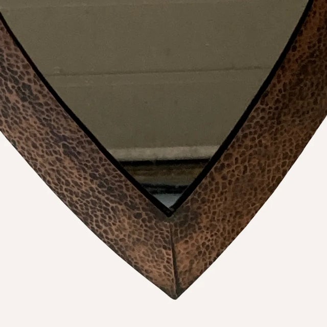 Brutalist Brutalist Dutch Copper Hammered Triangle Mirror, 1920s For Sale - Image 3 of 9