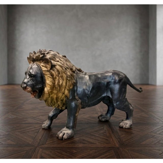 Large Bronze Sculptures of Lions, 1870, Set of 2 For Sale - Image 3 of 14