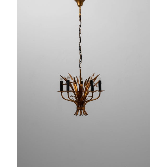 20th Century Italian Gilded Florentine Tole Wheat Sheaf Chandelier by Hans Kögl For Sale - Image 16 of 18