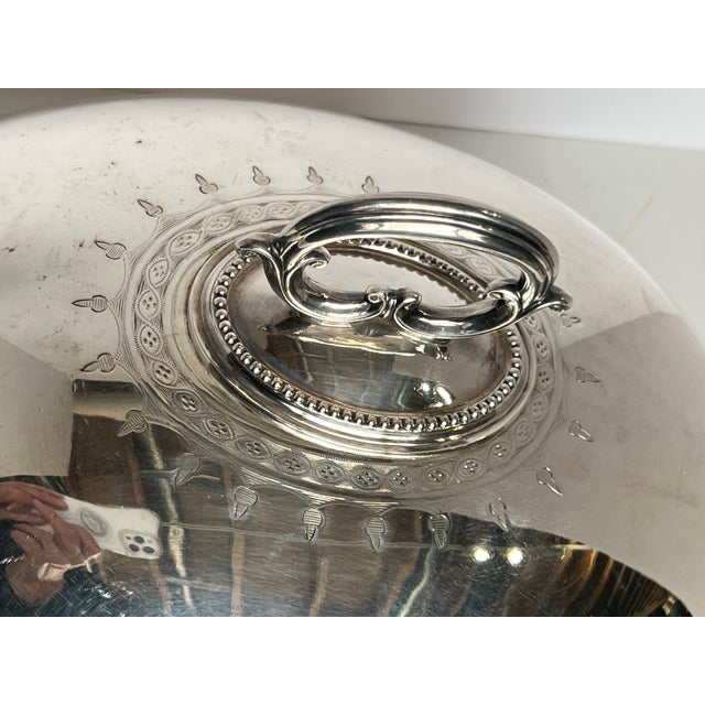 Victorian Antique English Silverplated Dome W/ Handle For Sale - Image 3 of 7