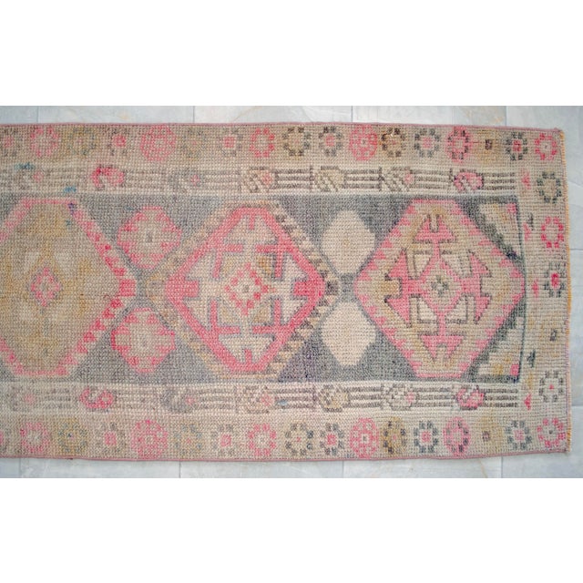 1960s Muted Colors Hand Knotted Runner Rug Turkish Hallway Rug - 2'9" X 10'3" For Sale - Image 11 of 14
