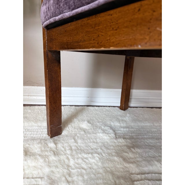 1950s Vintage Mid-Century Modern Tufted Cane Back Bench For Sale - Image 10 of 11