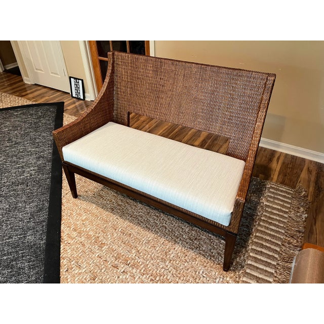 Chestnut Bernhardt Bench Late 20th Century Wicker Rattan Coastal Loveseat For Sale - Image 8 of 9