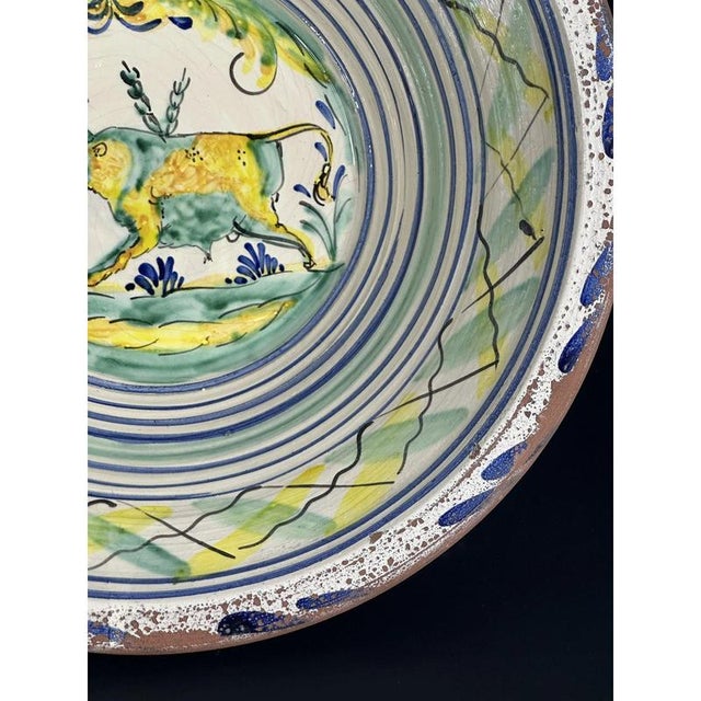 Spanish Ceramic Lebrillo Plate with Painted Bull from Triana, 19th Century For Sale - Image 3 of 8