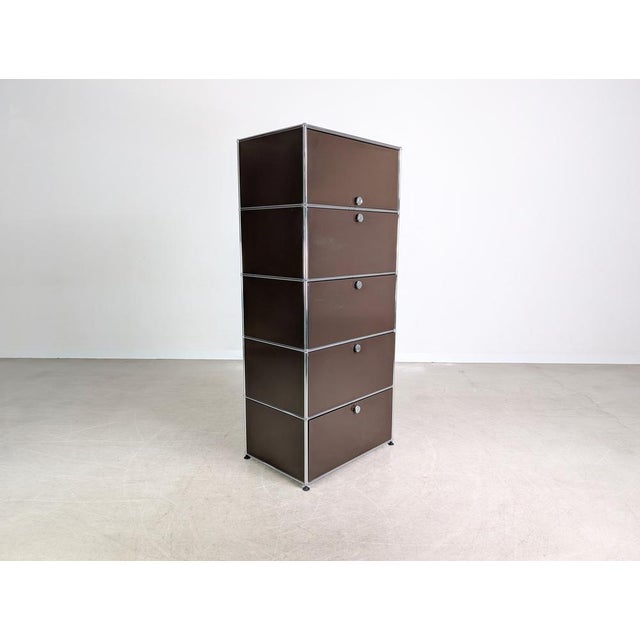 Vintage Brown Filing Cabinet from USM Haller For Sale - Image 5 of 11