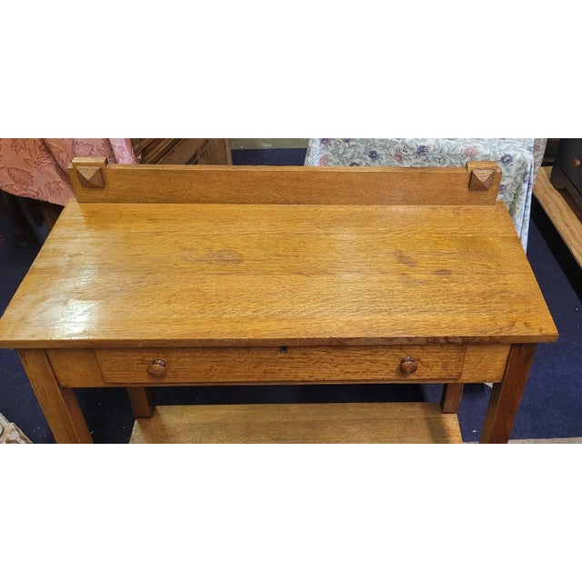 Antique Oak Arts & Crafts Mission Table For Sale - Image 11 of 12