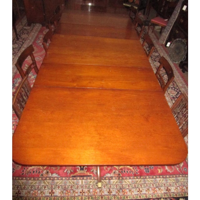 18th century Four Pedestal Mahogany Sheraton Monumental Sized Dining Table For Sale - Image 4 of 13