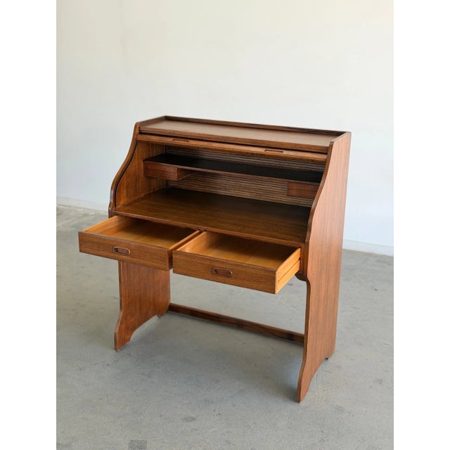 Wood Danish Modern Rolltop Desk For Sale - Image 7 of 18