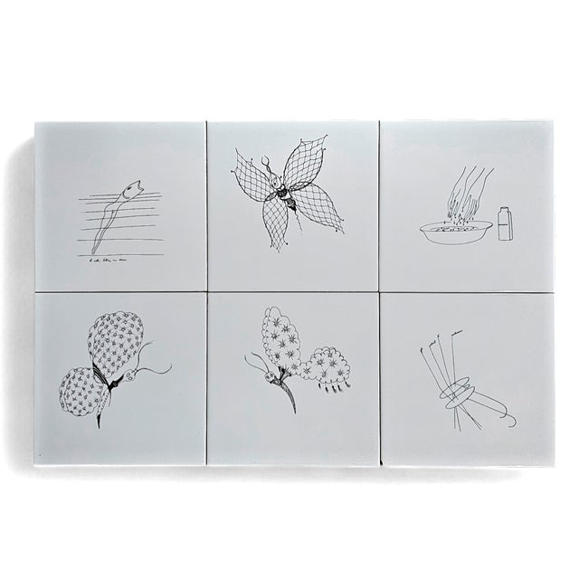 Centro Lettere Ceramic Tiles by Gio Ponti for Ceramica Bardelli, 1990s, Set of 6 For Sale - Image 4 of 10