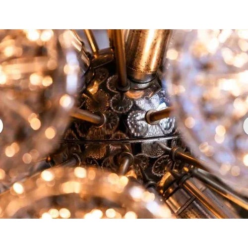 Chrome and Crystal Glass Flower-Bucket Starburst Ballroom Pendant Light, Germany, 1960s For Sale - Image 3 of 11