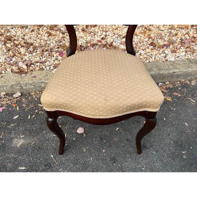 Antique Victorian Style Balloon Back Side Chair. Solid wood frame, sturdy and comfortable Possibly Mahogany frame...