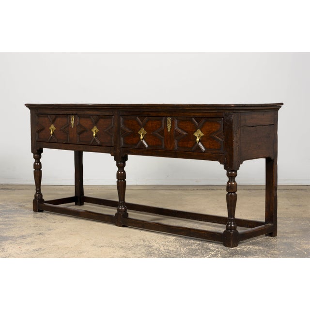 Wood Late 18th Century English Oak Dresser Base or Server For Sale - Image 7 of 18