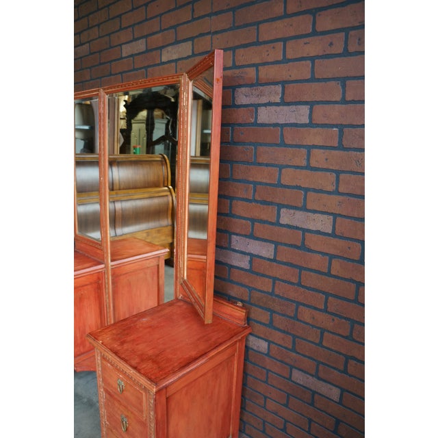Ruby Red Antique French Regency Style Vanity With Mirror For Sale - Image 8 of 9