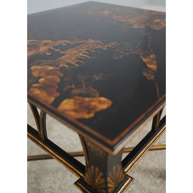 Chinoiserie Gold & Black Lacquer Occasional Lamp Table For Sale - Image 4 of 13
