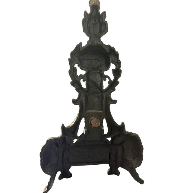 Metal Pair of Antique Brass Neoclassical Andiron Fronts Reimagined as Decorative Bookends - A Pair For Sale - Image 7 of 7