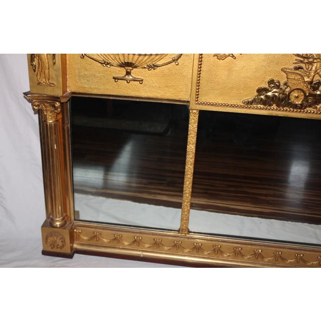 19th-Century Neoclassical Giltwood Triptych Overmantel Mirror For Sale - Image 11 of 12