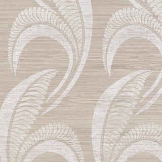 Schumacher Banana Leaf Sisal Wallpaper In Silver For Sale