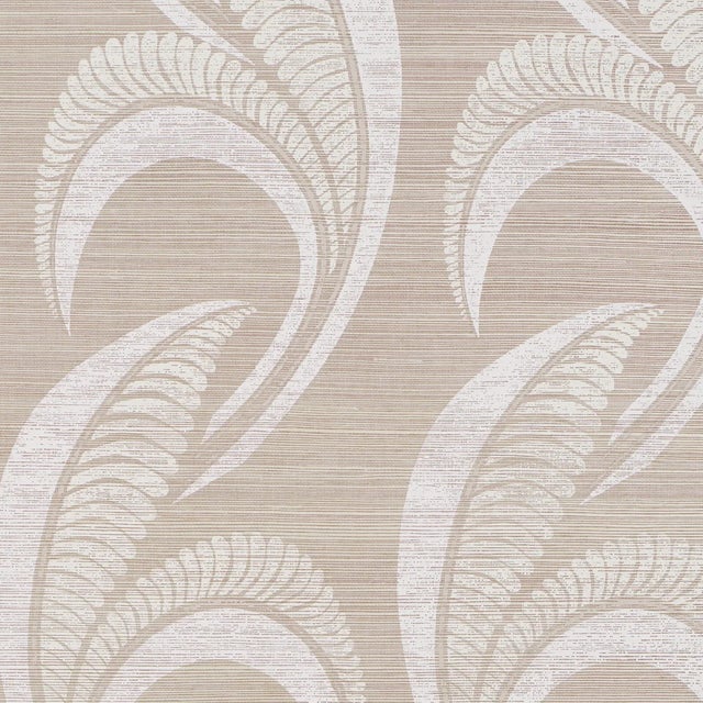 Schumacher Banana Leaf Sisal Wallpaper In Silver For Sale