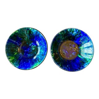 Vintage Stangl Coastal Art Pottery Mediterranean Blue Green Bowls - Pair For Sale