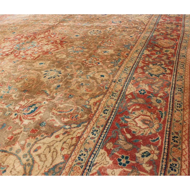 Mid 20th Century 1950s Semi Antique Mahal Rug - 9′10″ × 12′10″ For Sale - Image 5 of 9