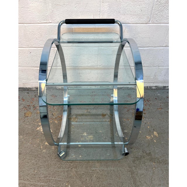 Mid-Century Glass and Chrome Bar Cart by George Mulhaser for Dia For Sale - Image 10 of 12