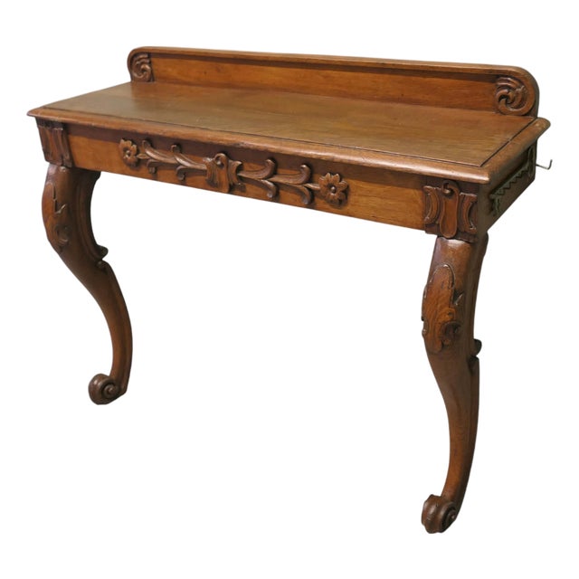Carved Oak Console Table For Sale