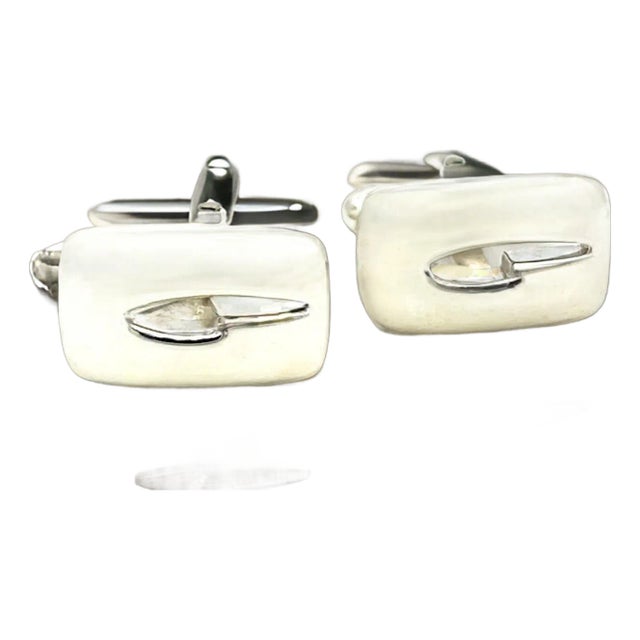 Late 20th Century Gucci Estate Mens Cufflinks Sterling Silver, A Pair For Sale