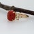 2020s 2.3Ct Italian Coral Ring With Natural Diamond Accents: Solid 14k Gold, 10x8mm, Size 5 For Sale - Image 5 of 8
