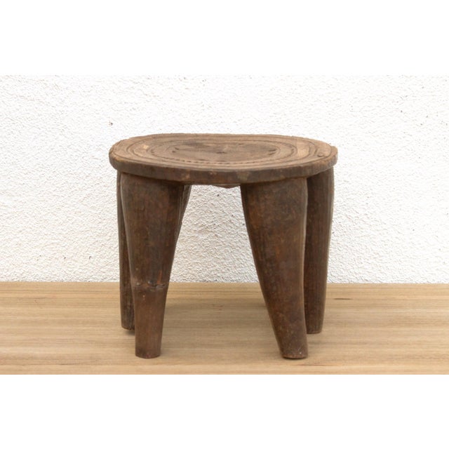African Rustic Finely Carved African Stool For Sale - Image 3 of 9