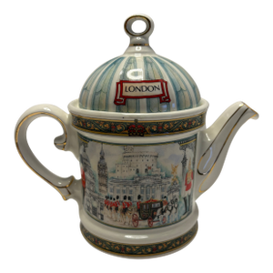 Late 20th Century English Sadler “Horseguards” Porcelain Teapot — London Heritage Collection, Designed by David Birch