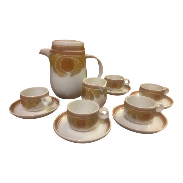 Vintage Mid-Century Modern Rosenthal Studio-Line German Porcelain Coffee Set – Geometric Design, Coffee Pot, 5 Cups & Saucers - 12 pcs For Sale