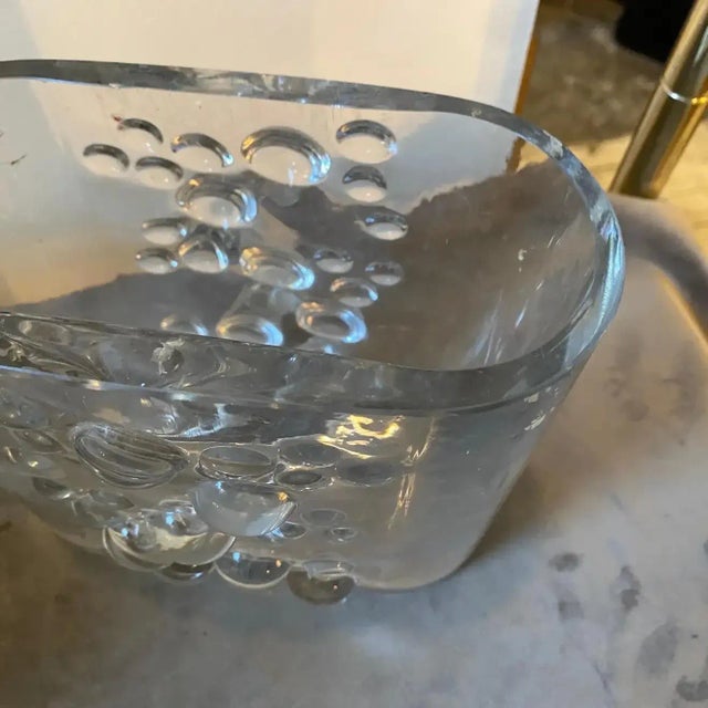 Transparent 1970s Space Age Transparent Glass Italian Oval Bubble Vase For Sale - Image 8 of 12