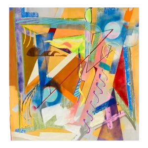 Original Geometric Abstract Painting in Mixed-Media by Erik Sulander Nft Included
